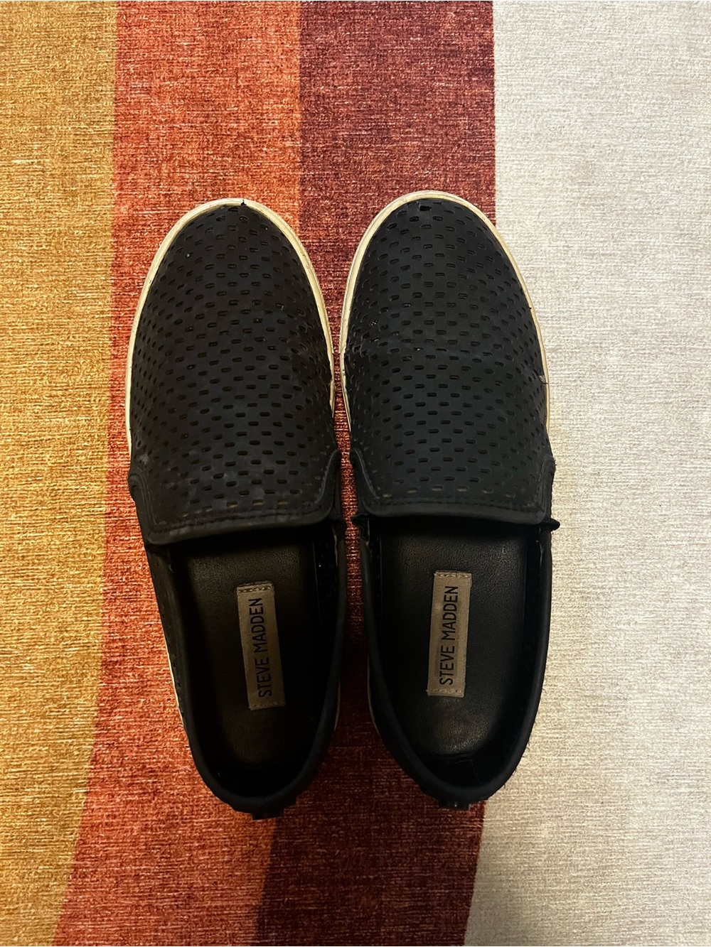 Steve Madden Women’s Black Perforated Slip-On Sneakers